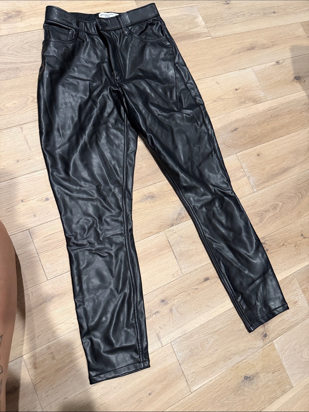 Abercrombie & Fitch Black Faux Leather Skinny Jeans